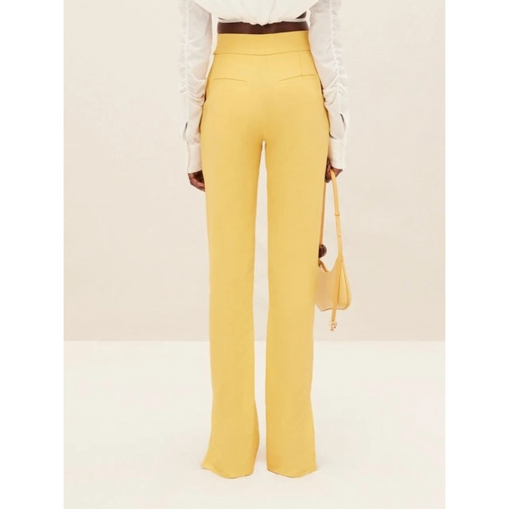 Jacquemus Gele High Rise Straight Leg Broek Yellow Dames
