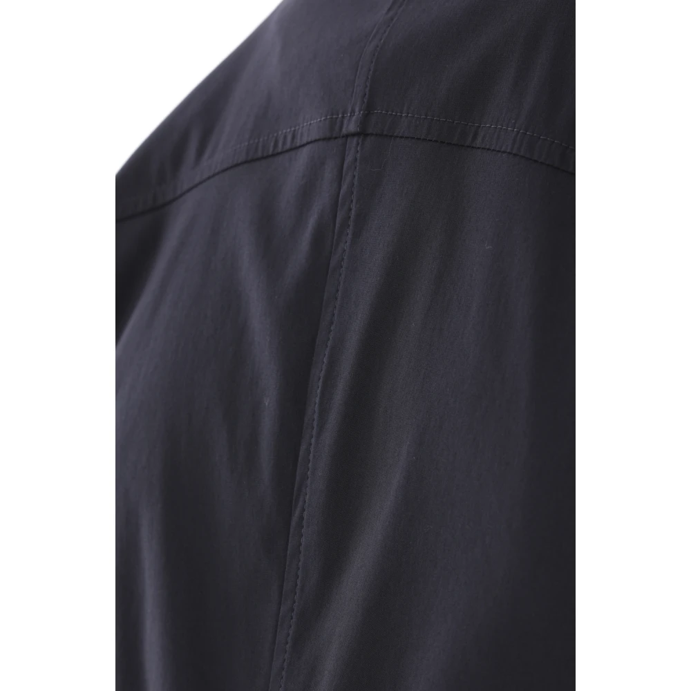 BRUNELLO CUCINELLI Blauw Stretch Katoenen Overhemd met Mandarin Kraag Blue Dames