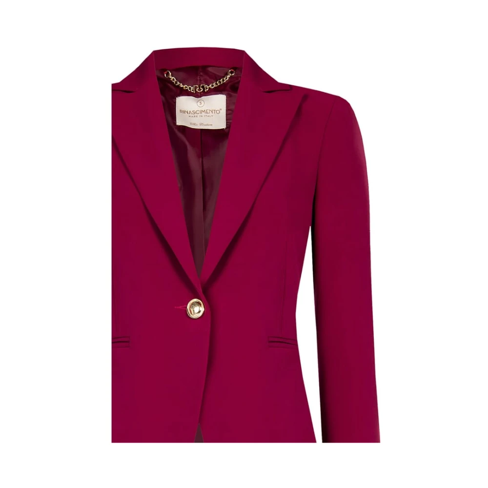 RINASCIMENTO Single Button Technical Fabric Blazer Jacket Red Dames