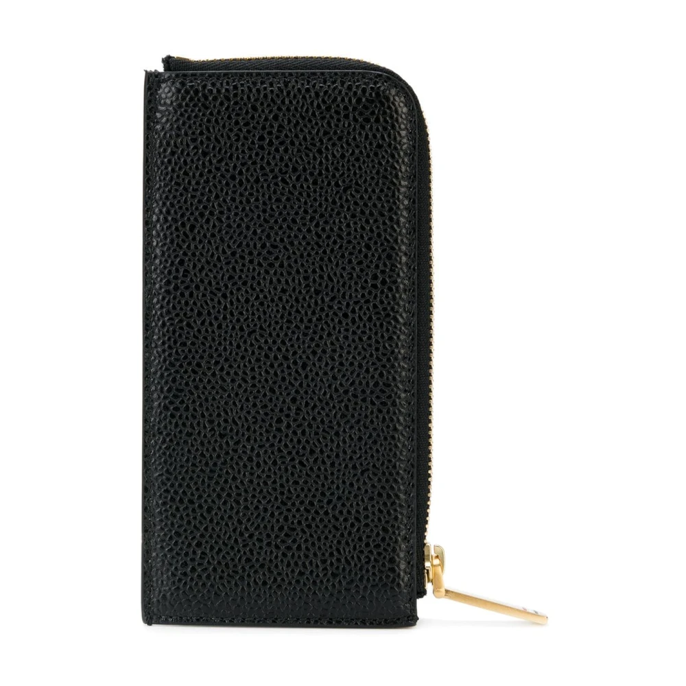 Thom Browne Zwarte Leren Half Zip Portemonnee Black Heren