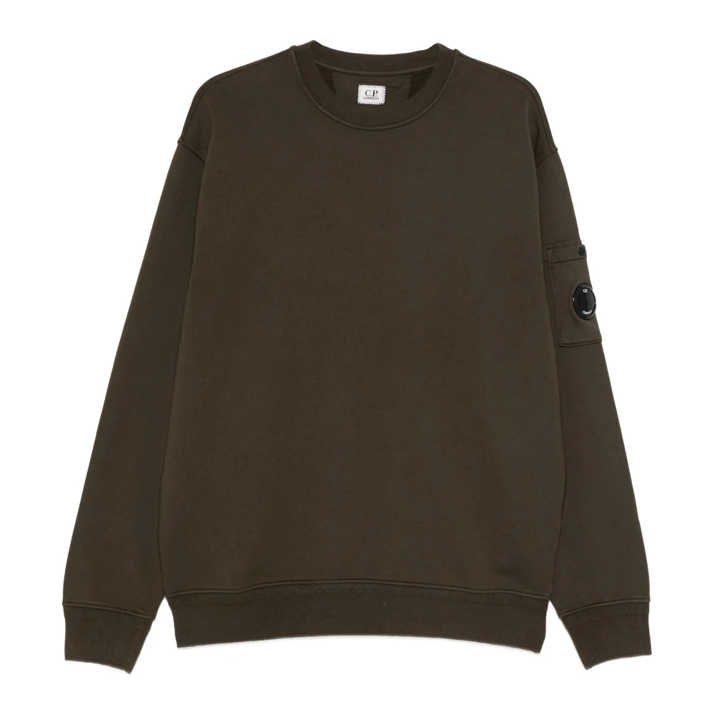 C.p. Company Men's Green Sweatshirts, 2XL, Lens-Pocket Crewneck Sweatshirt
