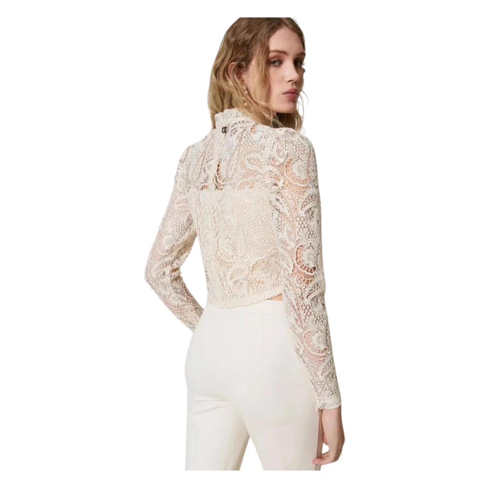Twinset Beige Kant Crop Top Beige Dames