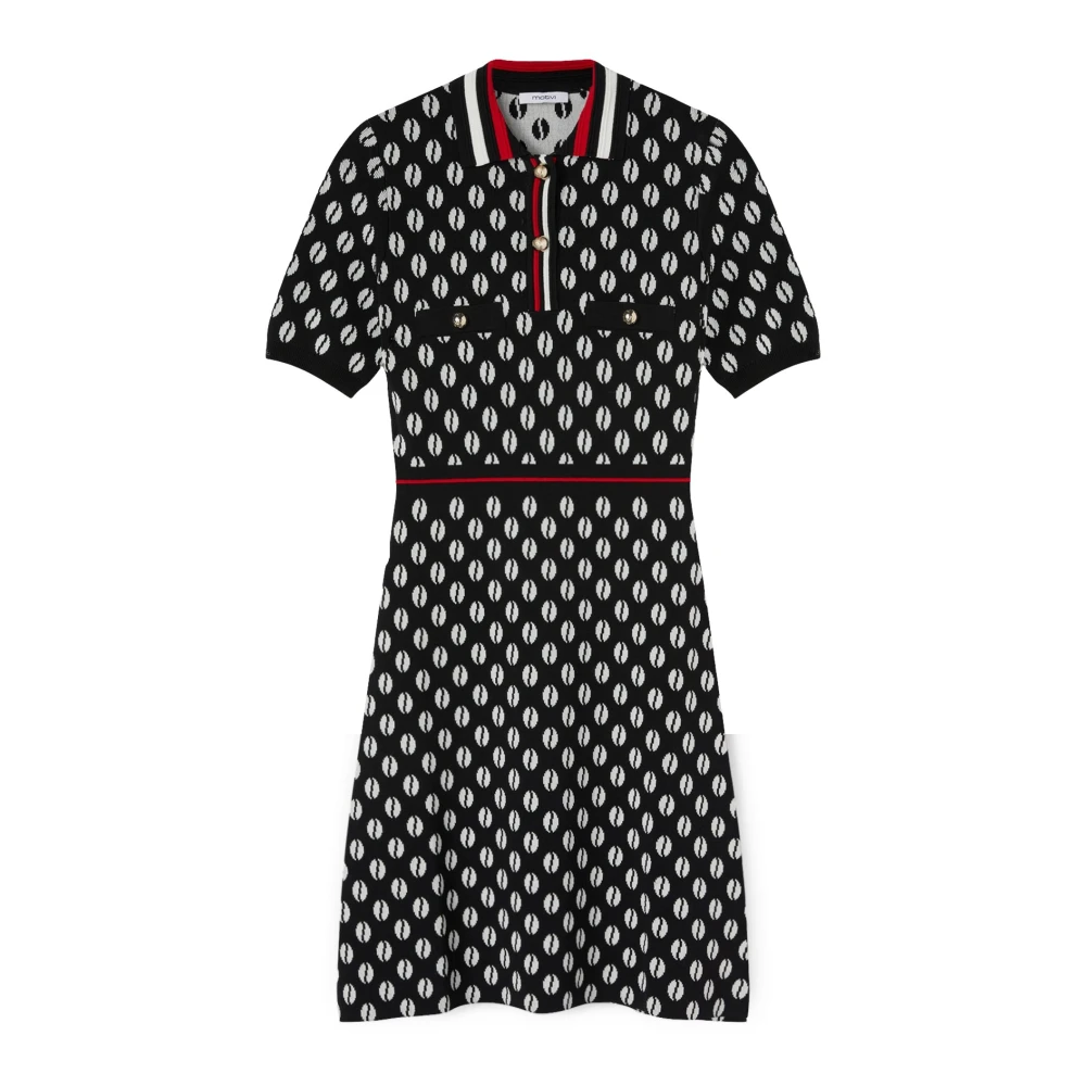 Motivi Korte Jacquard Polo Shirt Jurk Multicolor Dames