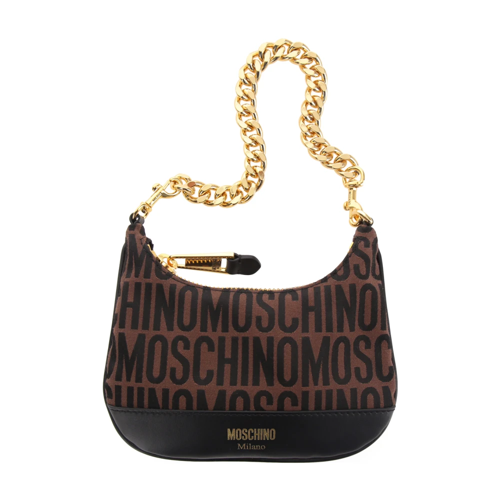 Moschino Brun Jacquard Logo Axelväska Brown, Dam