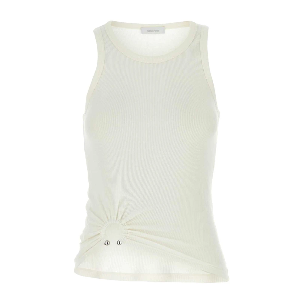 Rabanne Women's White Stretch Cotton Tank Top - Sleeveless Tops - S - Tops