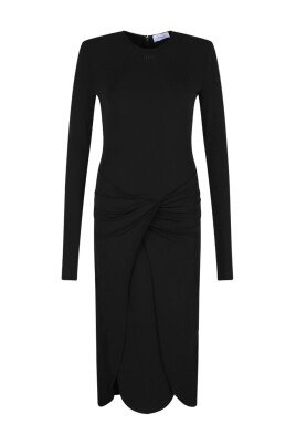 black-midi-dress-with-twist-detailing