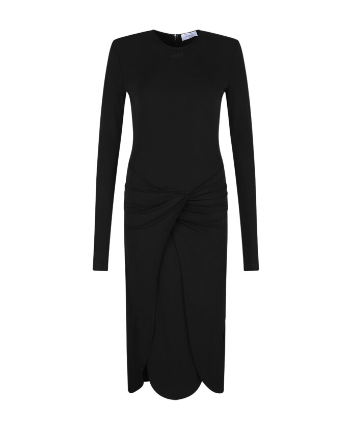 robe-midi-noire-avec-detail-torsade