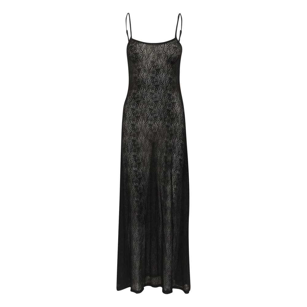 Gestuz Elegante Kant Maxi Jurk Zwart Black Dames