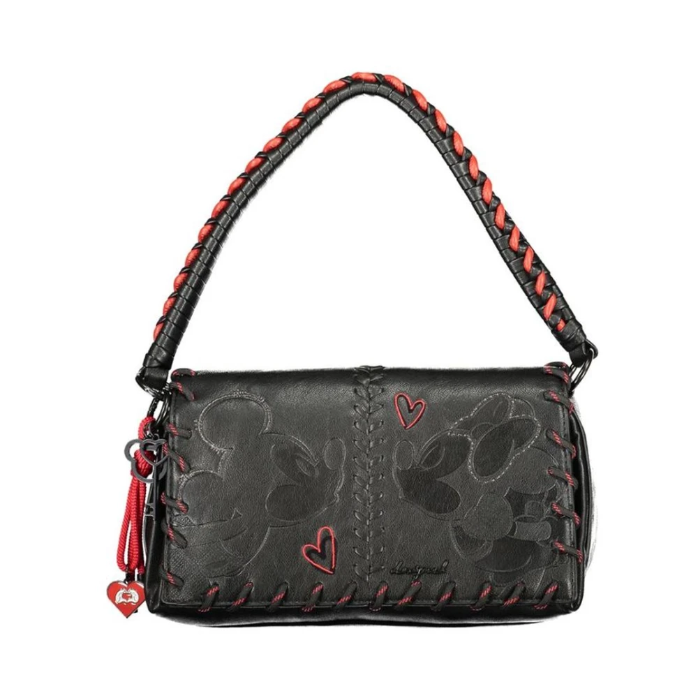 Desigual Women's Black Mickey & Minnie Mouse Embossed Shoulder Bag
