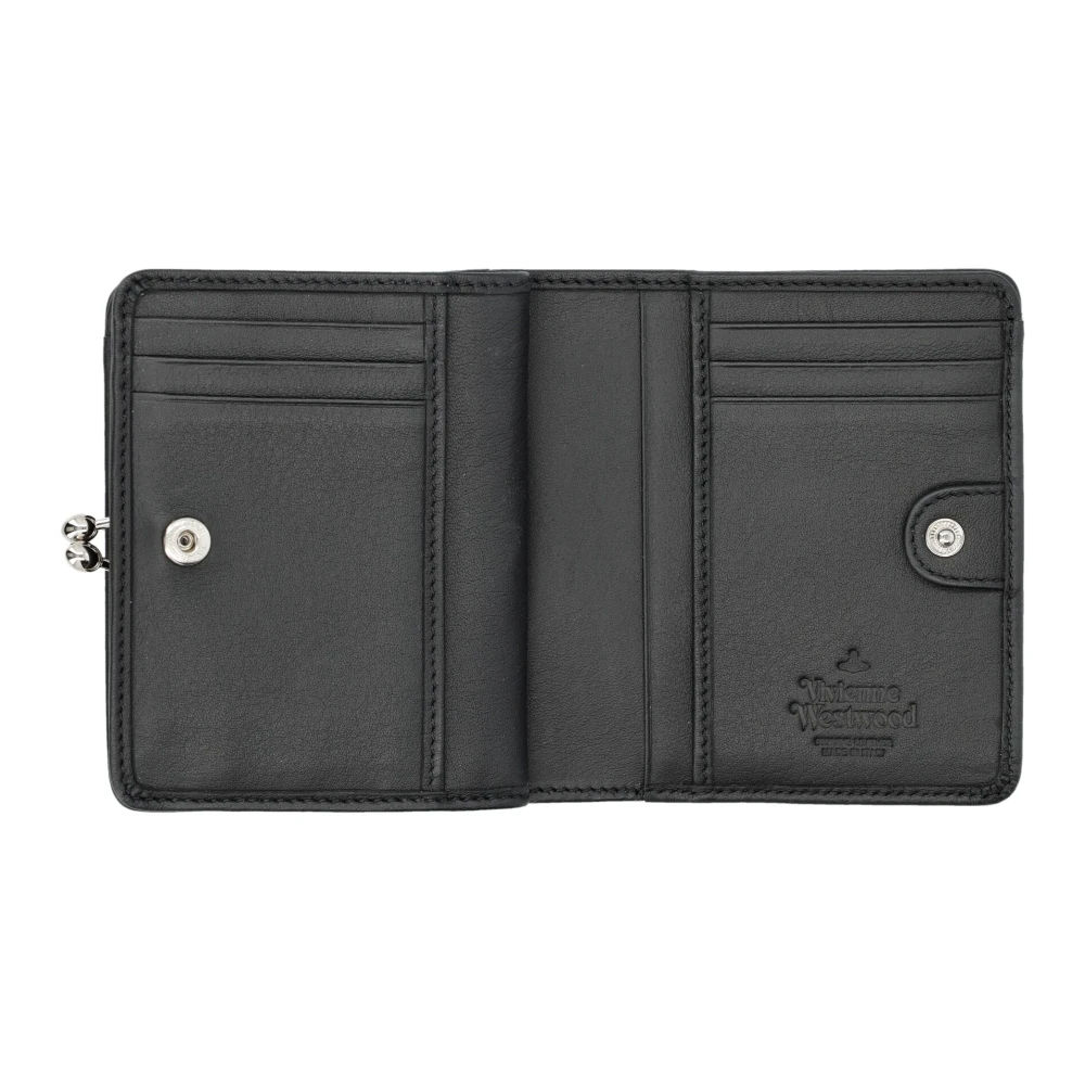Vivienne Westwood Zwarte Leren Portemonnee met Iconische Orb Black Dames
