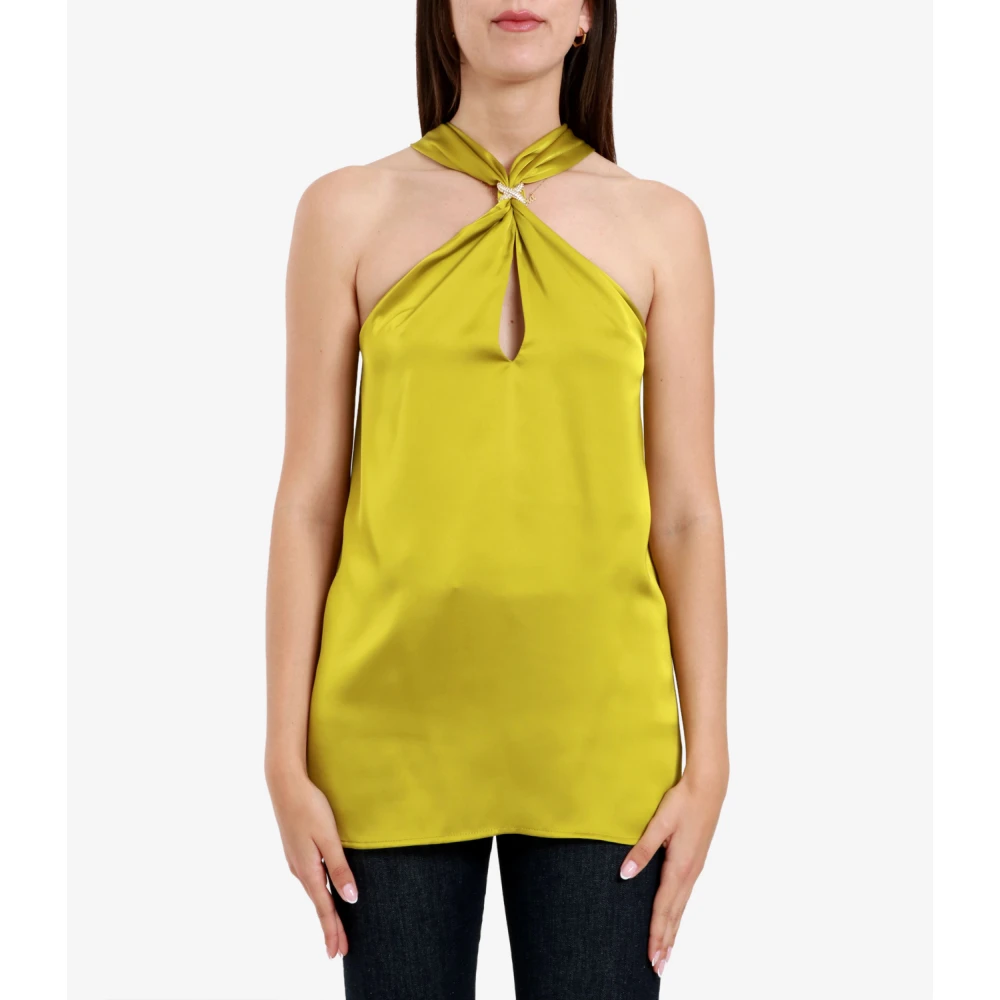 Simona Corsellini Groene Mouwloze Top met Knoopdetail Green Dames