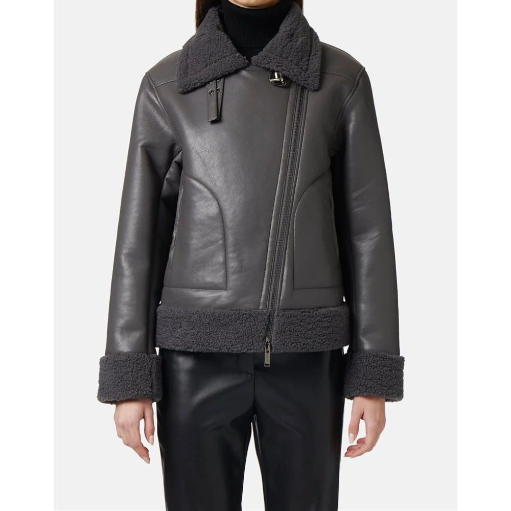 Iceberg Eco-schapenvacht bikerjack Gray Dames