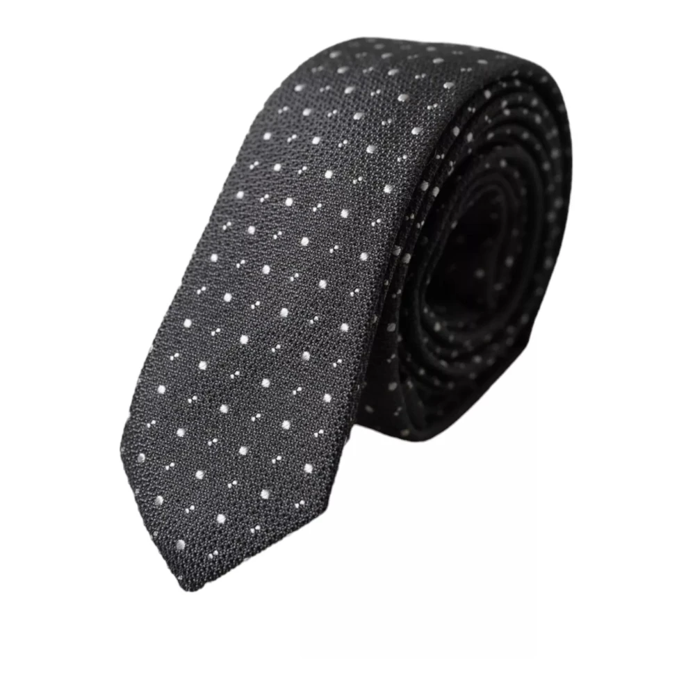 Dolce & Gabbana Men's Black Silk Polka Dot Tie
