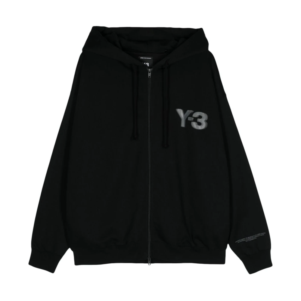 Y-3 Verdraaide Logo Zip Hoodie Black Heren