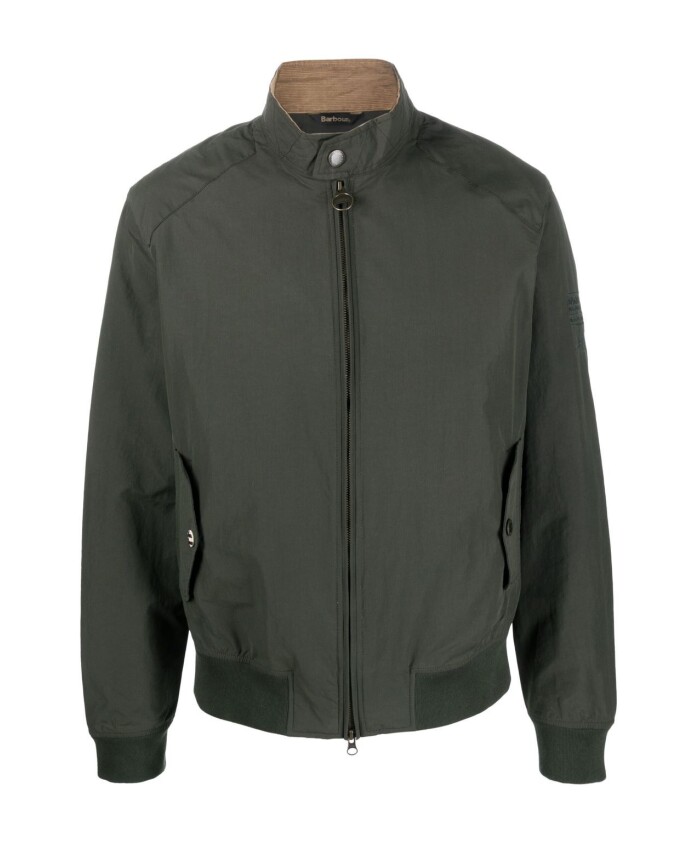 manteau-vert-en-melange-de-coton-a-col-haut