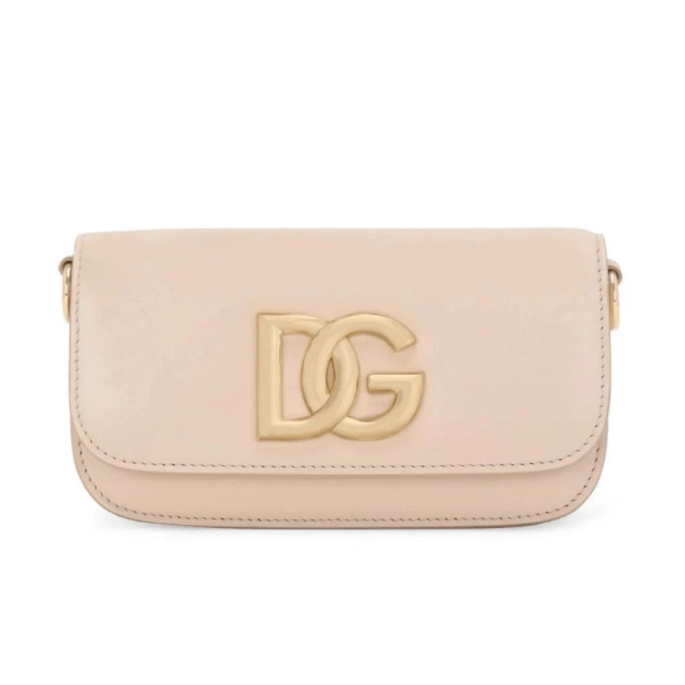 Dolce & Gabbana Roze leren schoudertas met goudkleurige hardware Pink Dames
