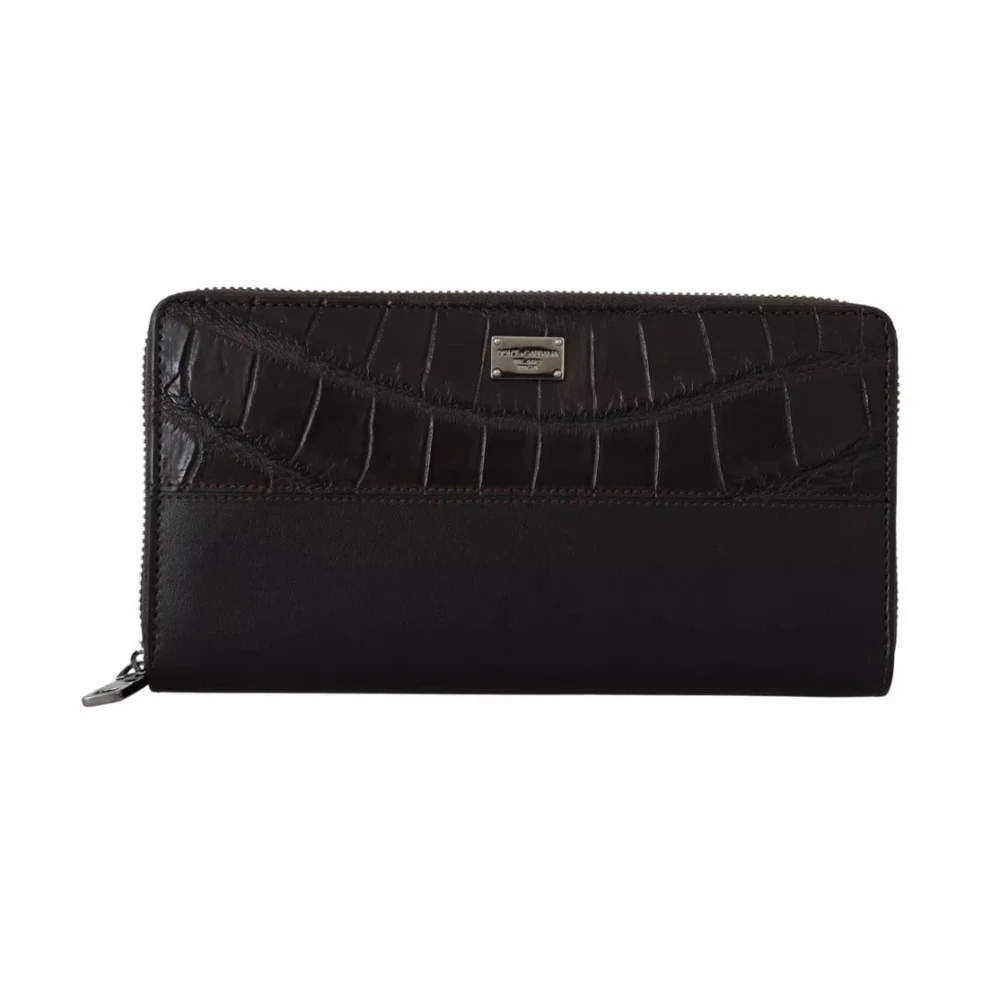 Dolce & Gabbana Unisex Brown Exotic Leather Zip Around Continental Wallet