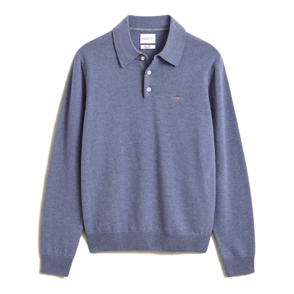 Gant Herren Blau Für 8060109 Poloshirt Aus Er Wolle (L), Lässig, Klassisch, Langarm - Bild 6