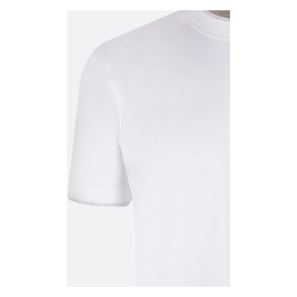 BRUNELLO CUCINELLI Witte Katoenen T-shirt met Grijze Rand White Heren