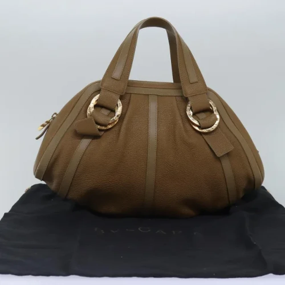 Bvlgari Vintage Pre-owned Leather handbags Beige Dames