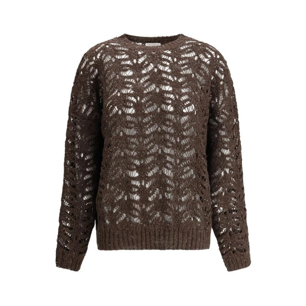 BRUNELLO CUCINELLI Glinsterende Paillettrui Brown Dames
