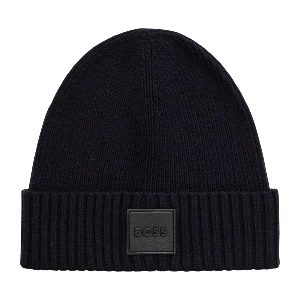 Hugo Boss Blauwe Wollen Beanie Muts Blue Heren