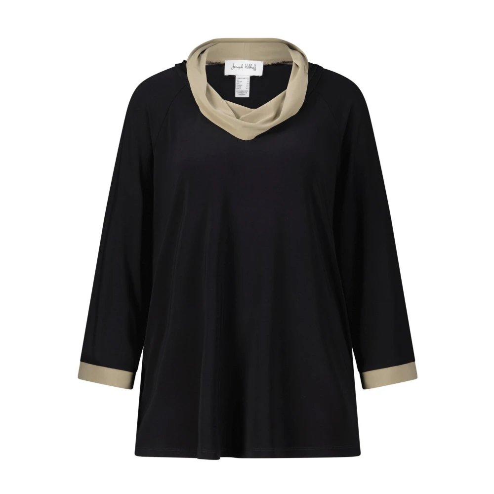Joseph Ribkoff Moderne waterval kraag shirt Black Dames