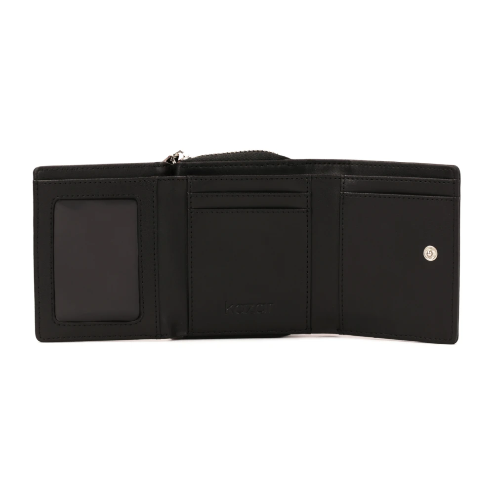 Kazar Compact leren portemonnee met sluiting Black Dames