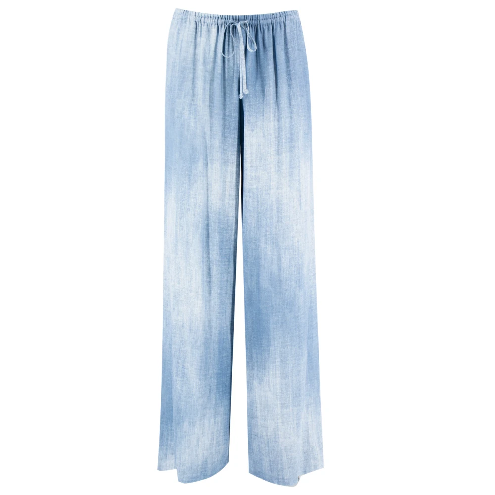 Ermanno Scervino Vintage Jeans Print Viscose Broek Blue Dames