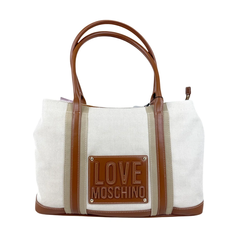 Love Moschino Women's White Canvas Shopping - Shopping Bags - One Size - Bags