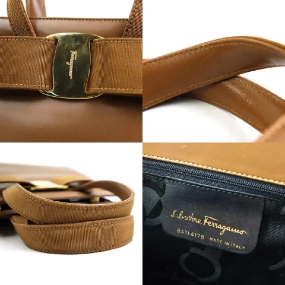 Salvatore Ferragamo Pre-owned Leather handbags Brown Dames