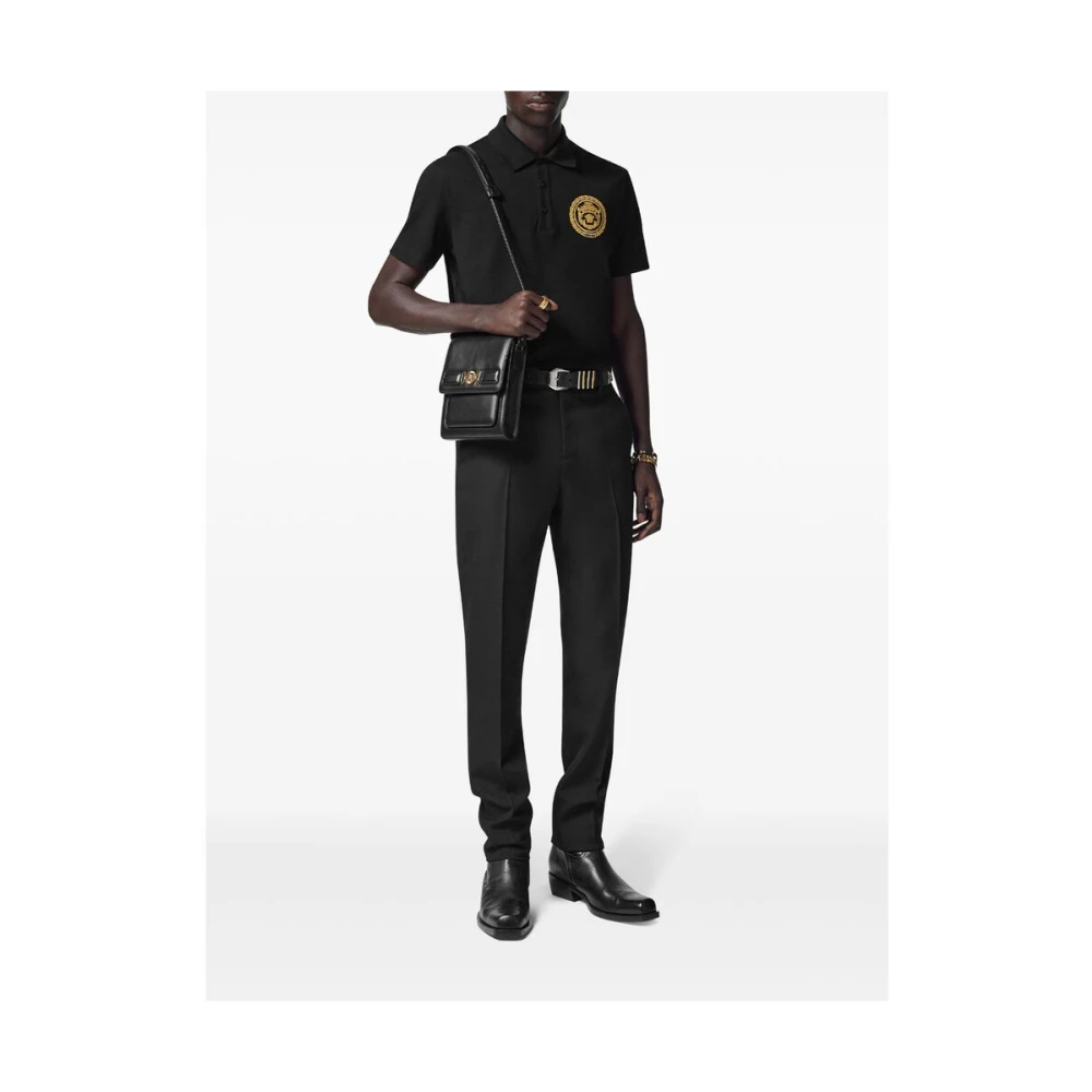 Versace Zwarte Polokraag Trui Black Heren