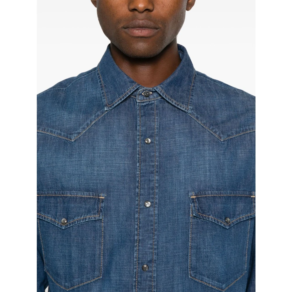 Jacob Cohën Denim Western Style Blauw Overhemd Blue Heren