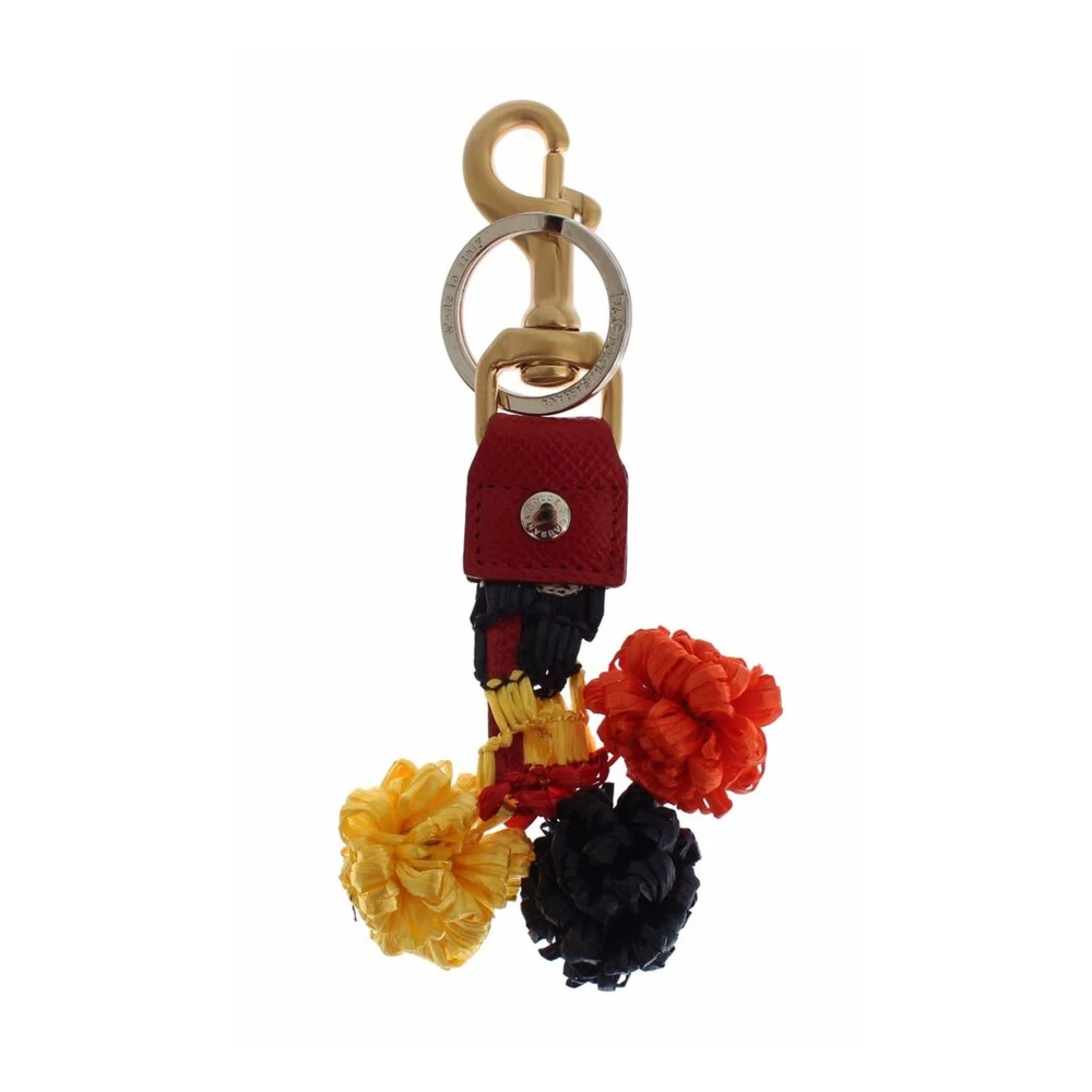 Dolce & Gabbana Women's Multicolor Raffia Leather Keyring With Metal Detailing