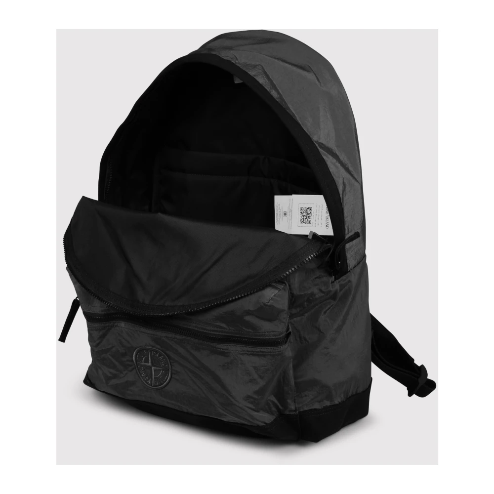 Stone Island Metalen Nylon Rugzak met ritssluiting Black Heren