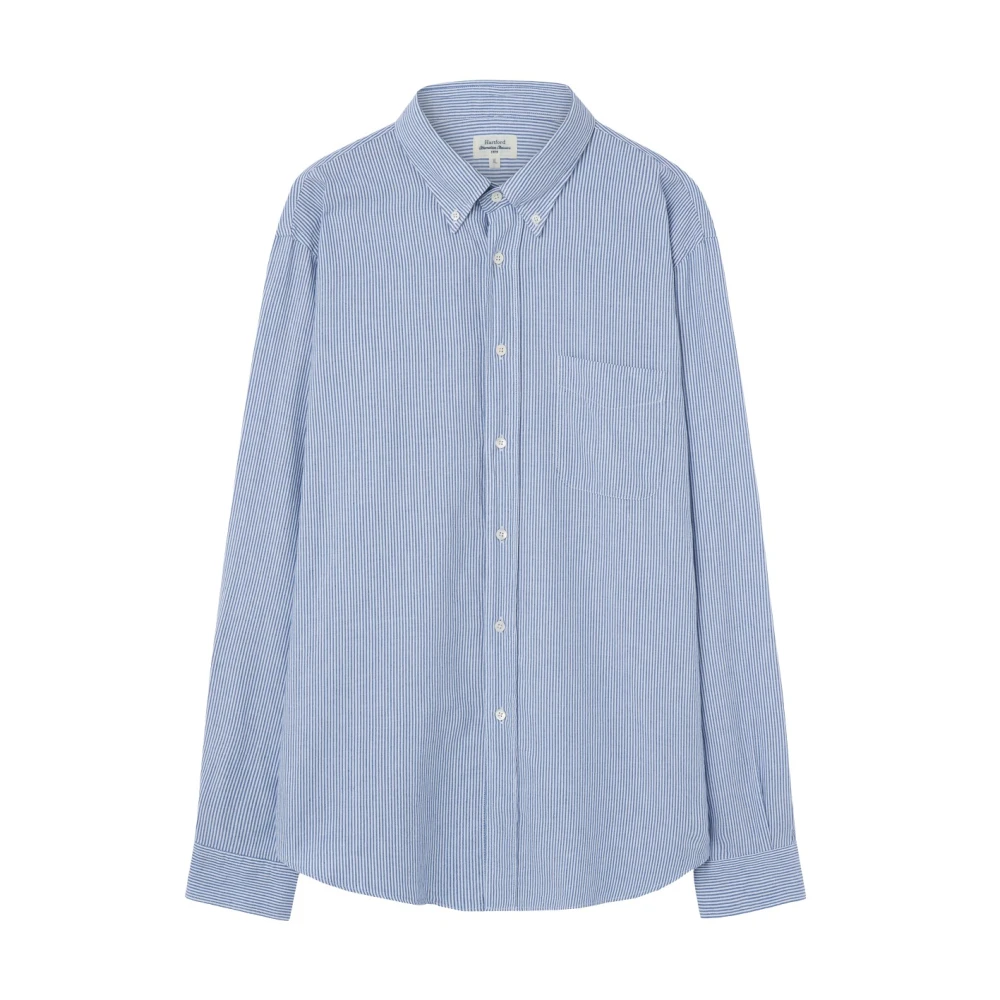 Hartford Gestreept herenshirt met borstzak Blue Heren