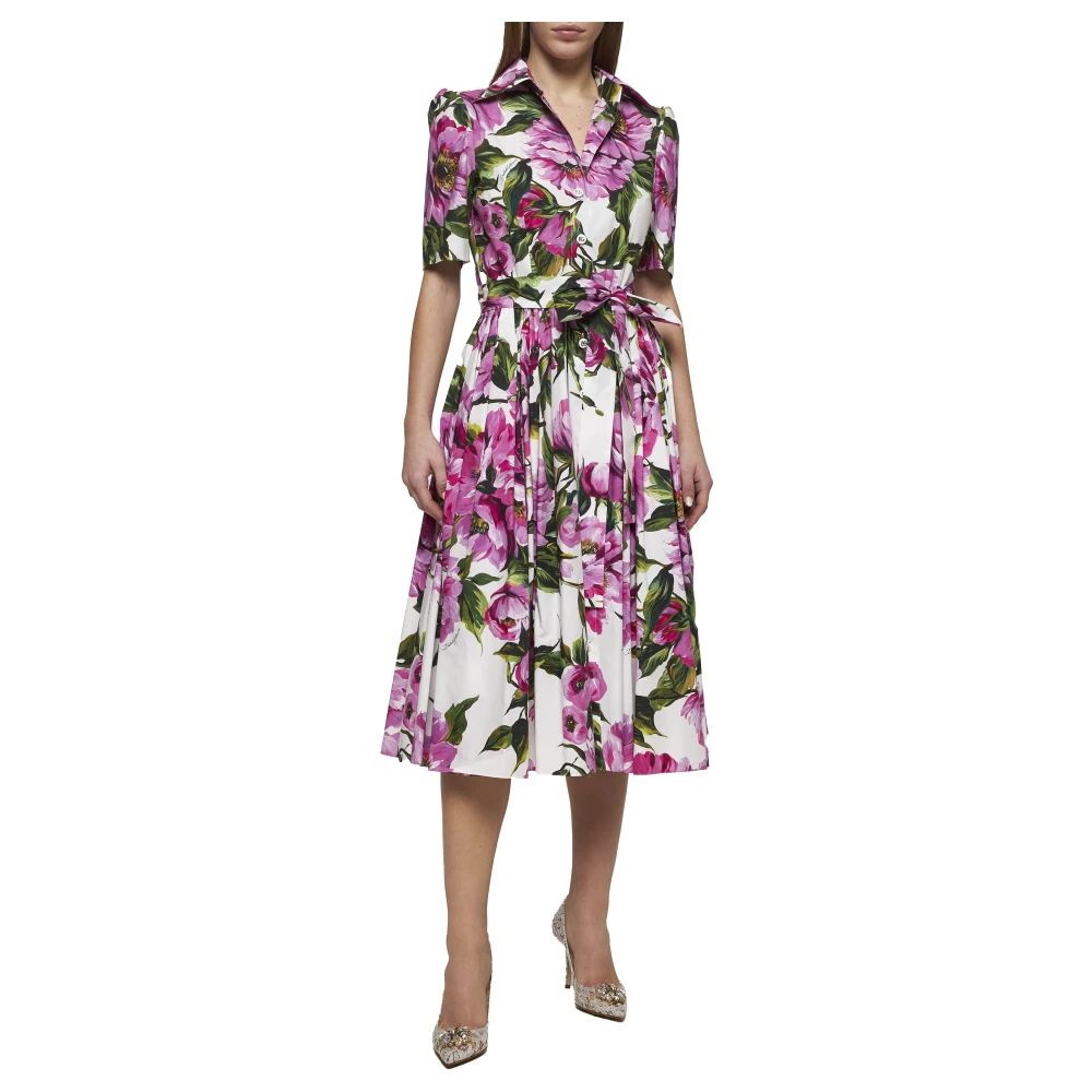 Dolce & Gabbana Peony Print Overhemdjurk Multicolor Dames