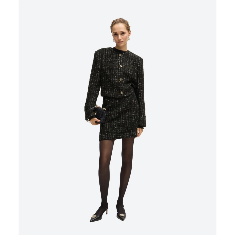 Hugo Boss Glinsterende tweed minirok Black Dames