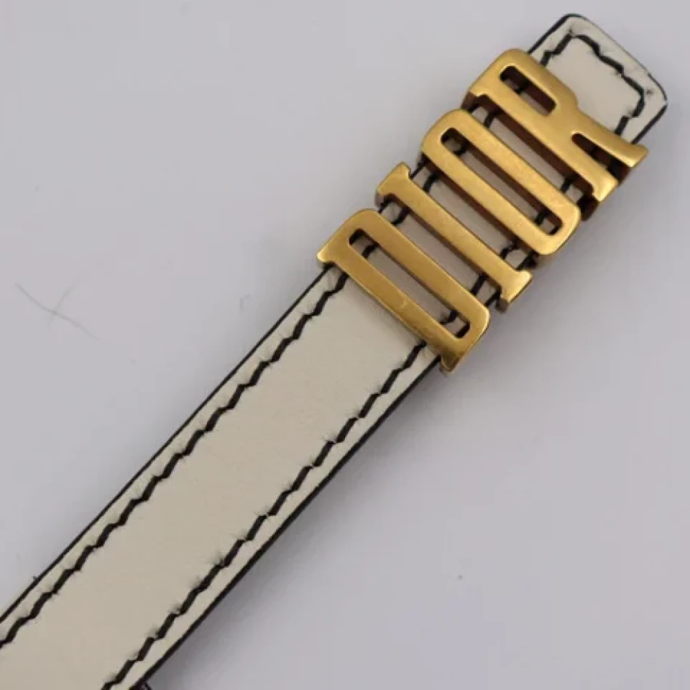 Dior Vintage Pre-owned Leather belts White Dames