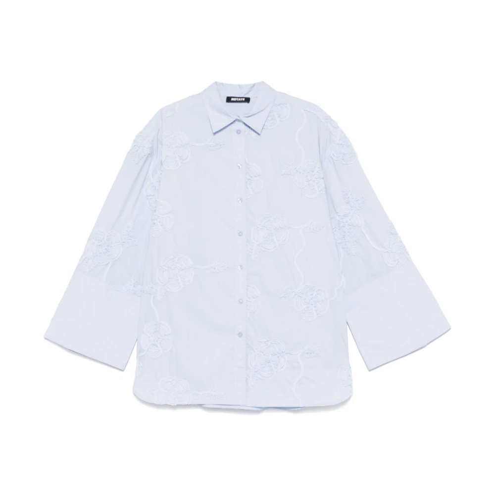 Rotate Birger Christensen Flower Oversized Shirt Skyway Blue Dames