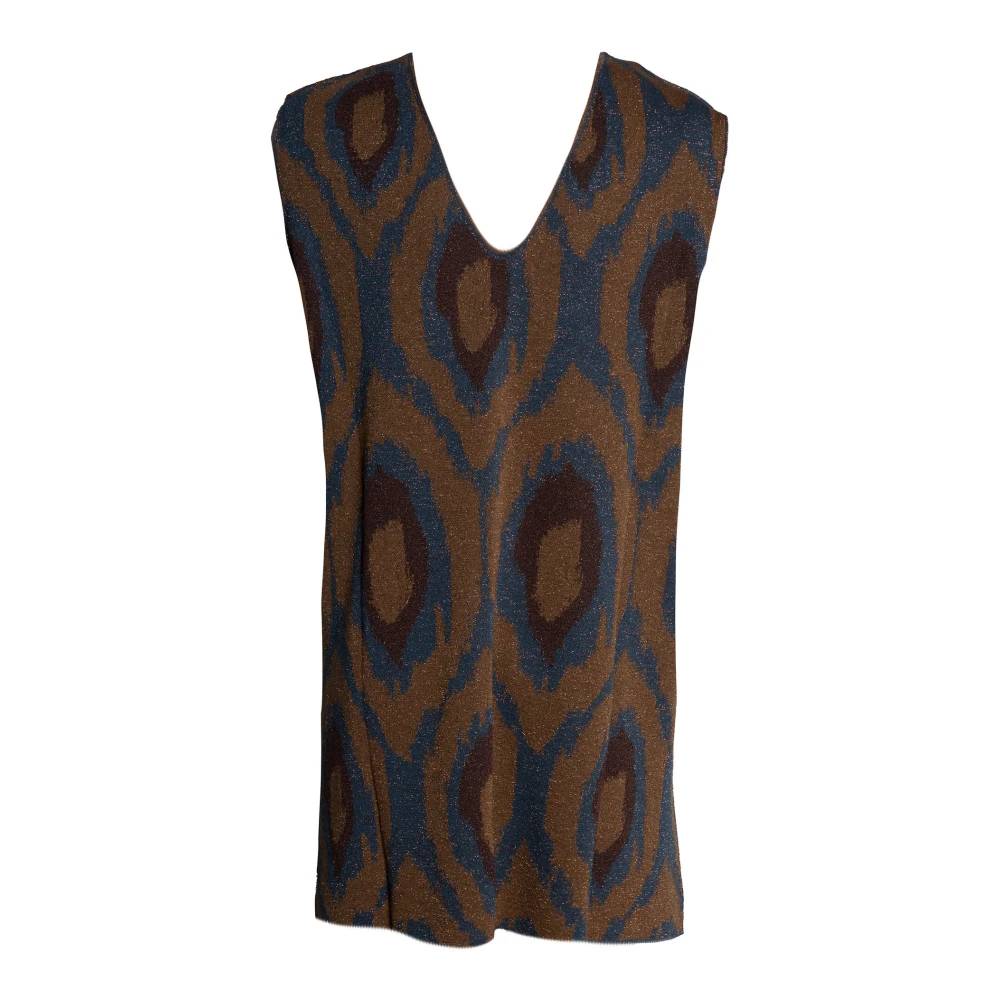 Akep Brown Canotta Over - Female - V-Neck Knitwear - M - Knitwear