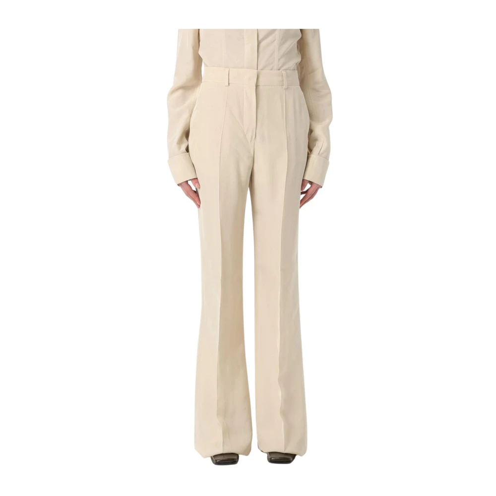 Sportmax Women's Beige Flare Leg Trousers