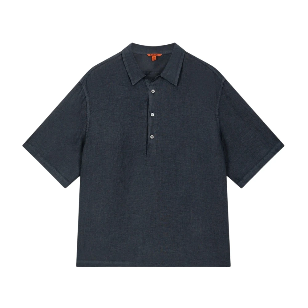 Barena Venezia Men's Blue Polo Shirts, S, Polo Mezza Manica In Lino