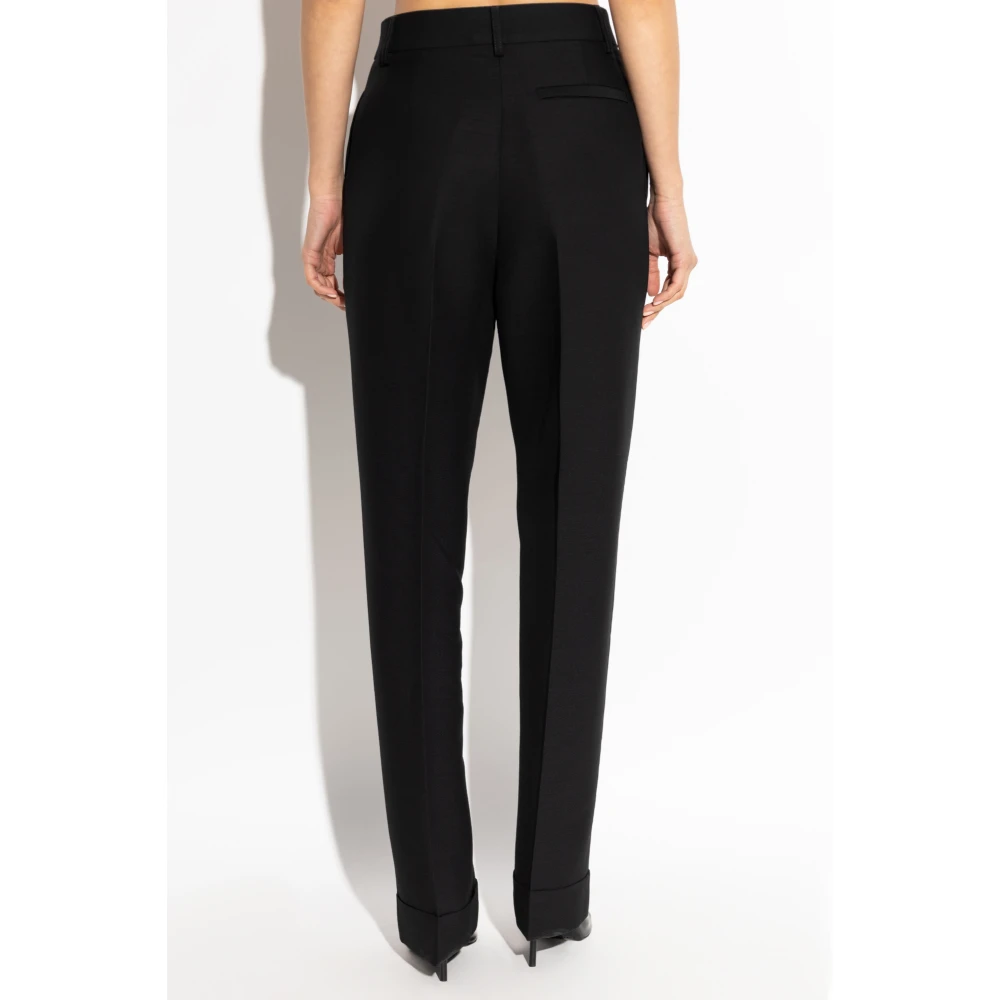 Salvatore Ferragamo Broek met wollen afwerking Black Dames
