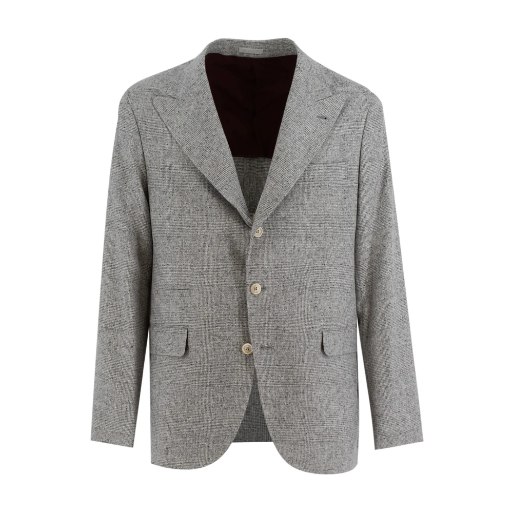 Brunello Cucinelli Men's Gray Silk Wool Cashmere Flannel Jacket
