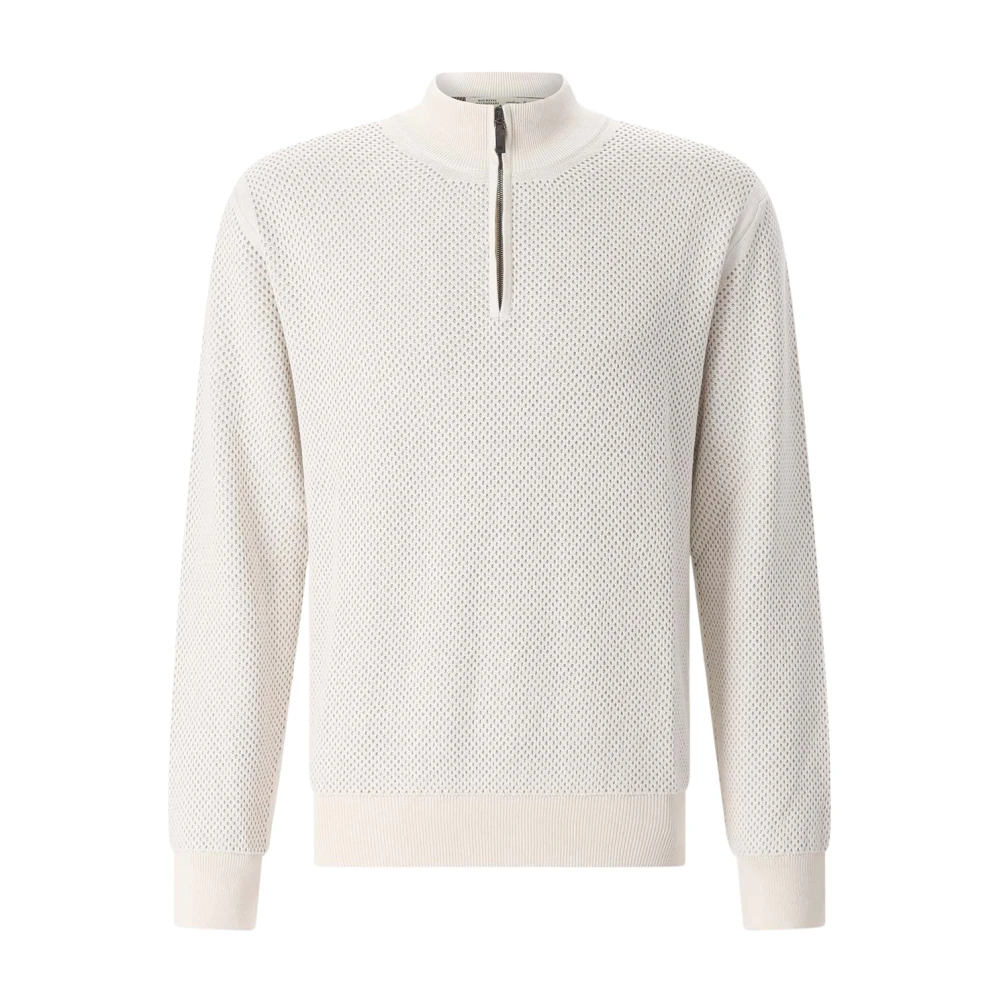 Maurizio Baldassari Mannelijk Beige Truien & Vesten Heren, L, Katoen, Extra Fine Wool Zip-Up Sweater