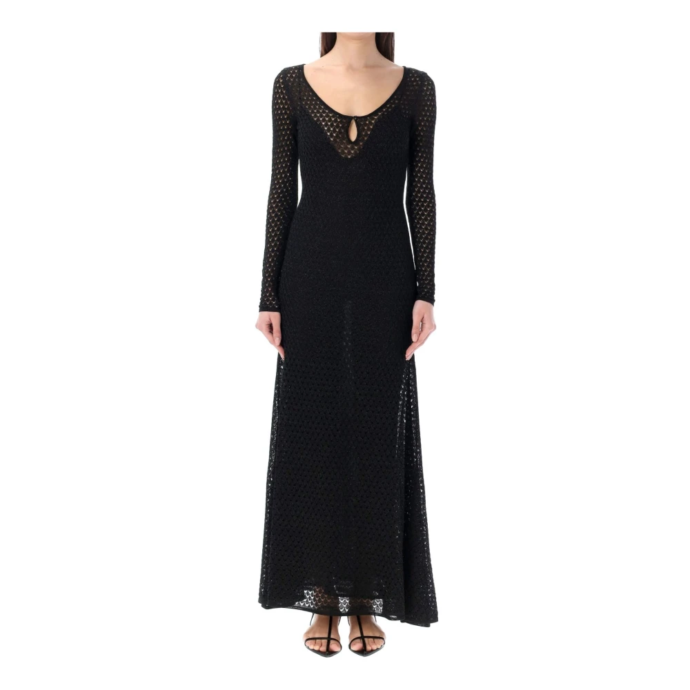 Tom Ford Lurex Crochet Maxi Jurk Black Dames