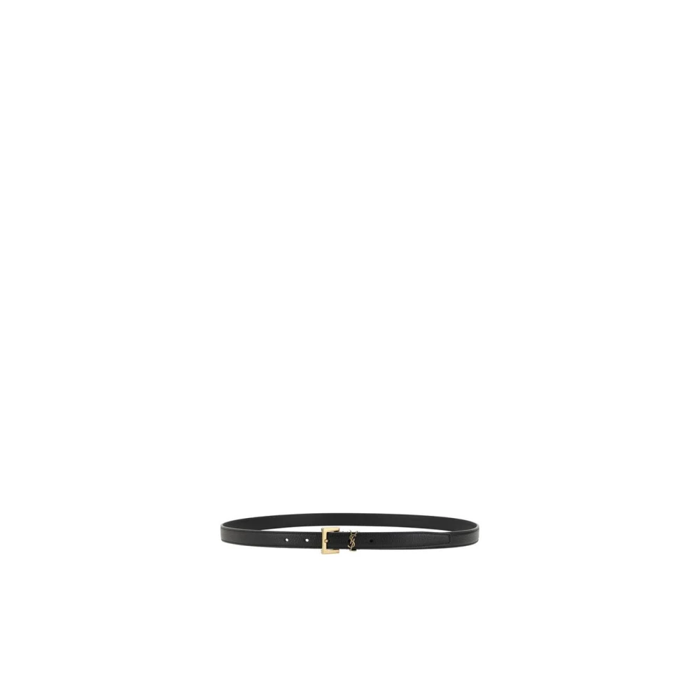 Saint Laurent Logo Leren Riem Black Heren