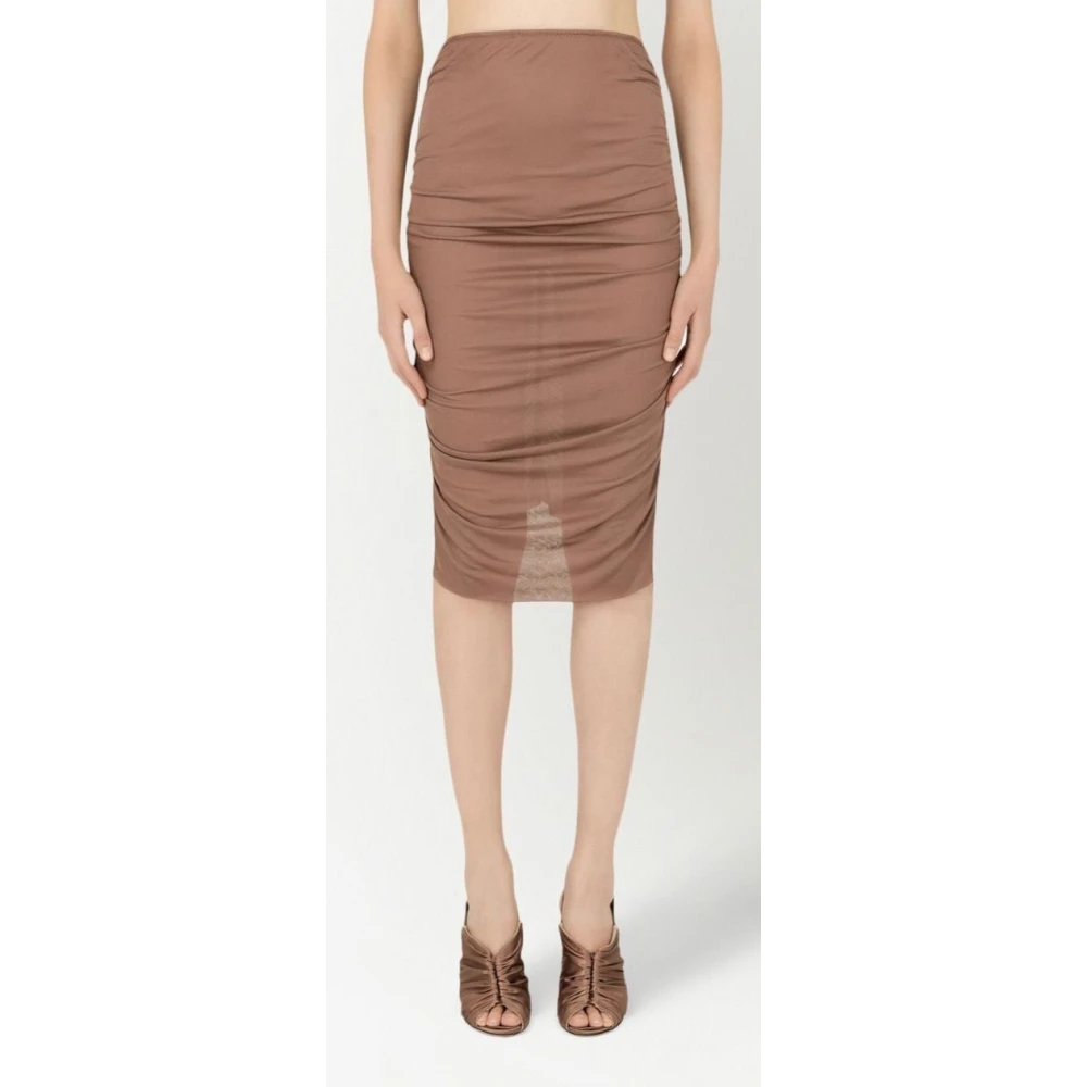 Dolce & Gabbana Stijlvolle Gedrapeerde Midi Rok Brown Dames