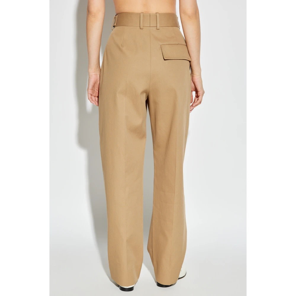 Bottega Veneta Hoge taille katoenen broek Beige Dames
